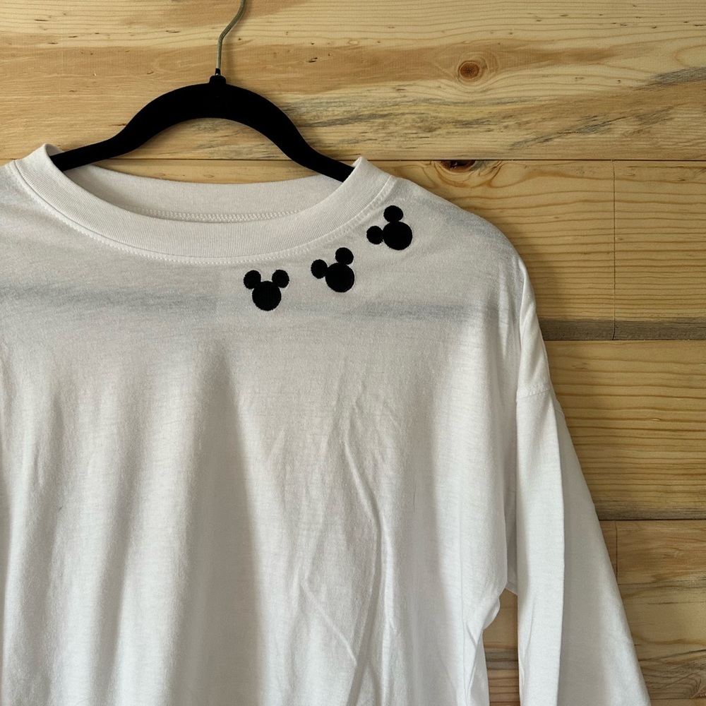 Disney White Shirt with Black Mickey Mouse Logo